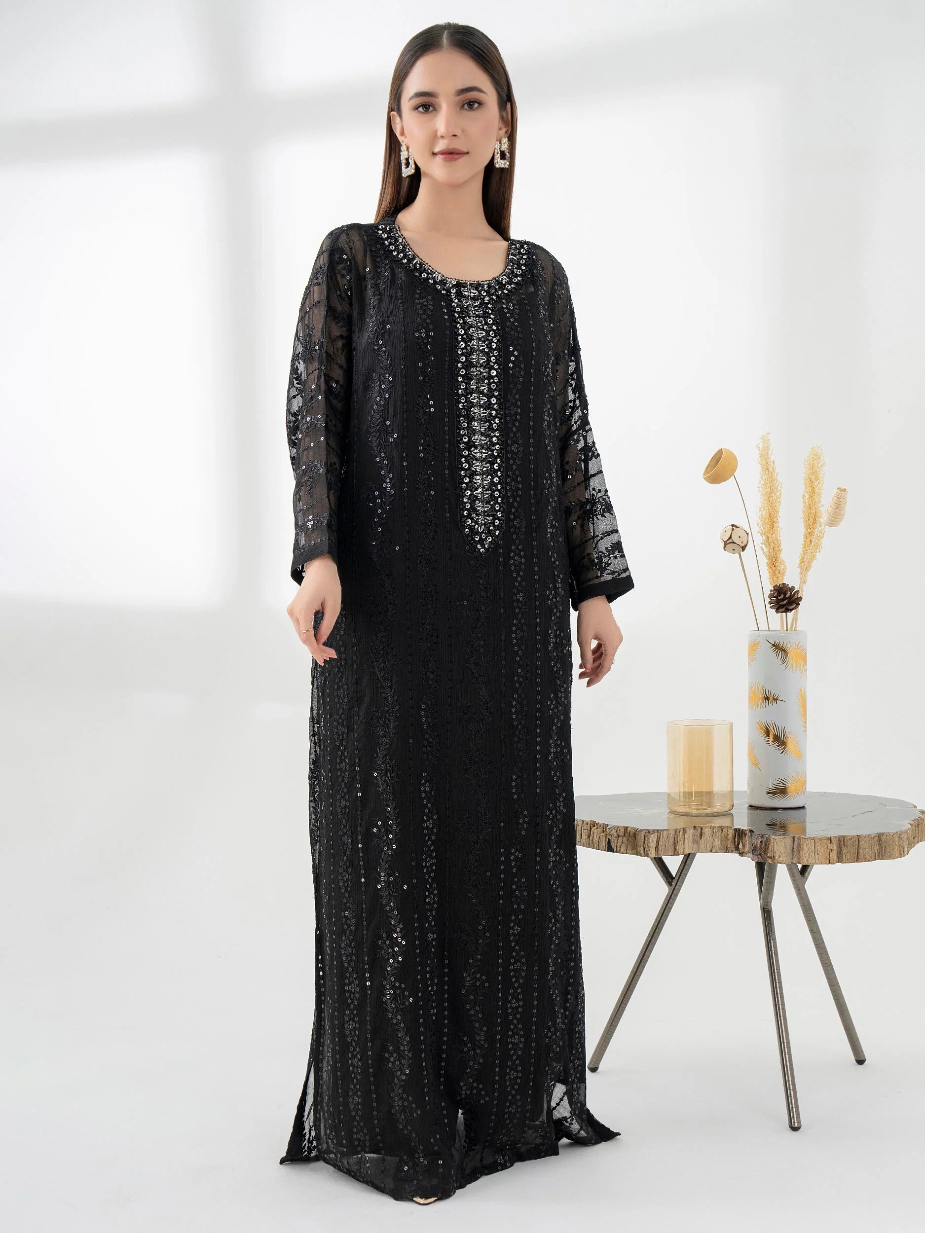 Chiffon-Kaftan-Embellished-Pret