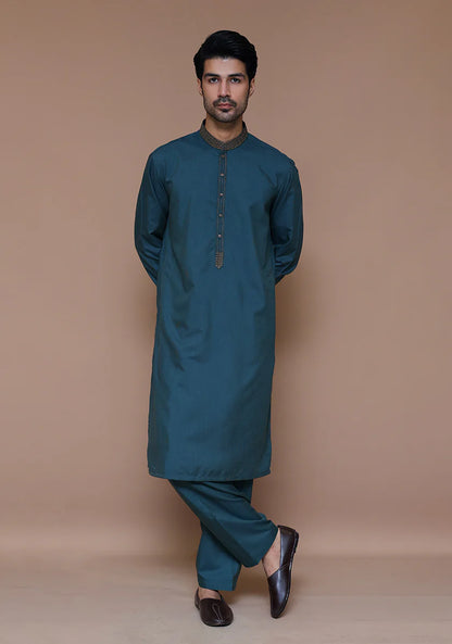 Classic Poly Viscose Sea Moss Classic Fit Embroidered Suit full