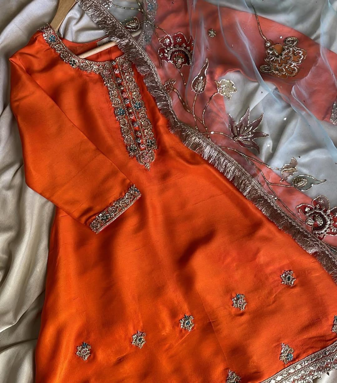 Orange Bloom Shalwar Kameez