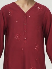 2 Piece Viscose Suit- Embroidered (Pret)