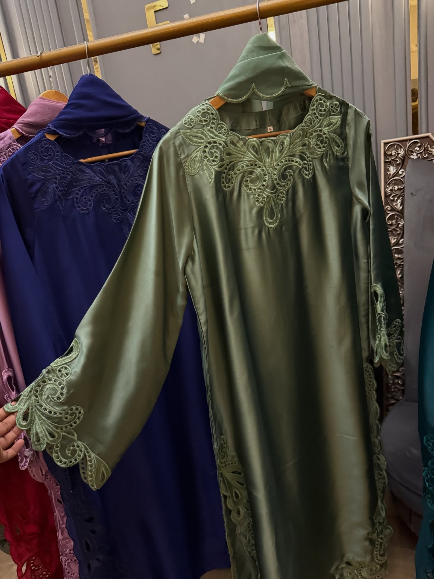 Short Silk Long Shirt with Cutwork Details & Chiffon Dupatta – 3 Piece Set