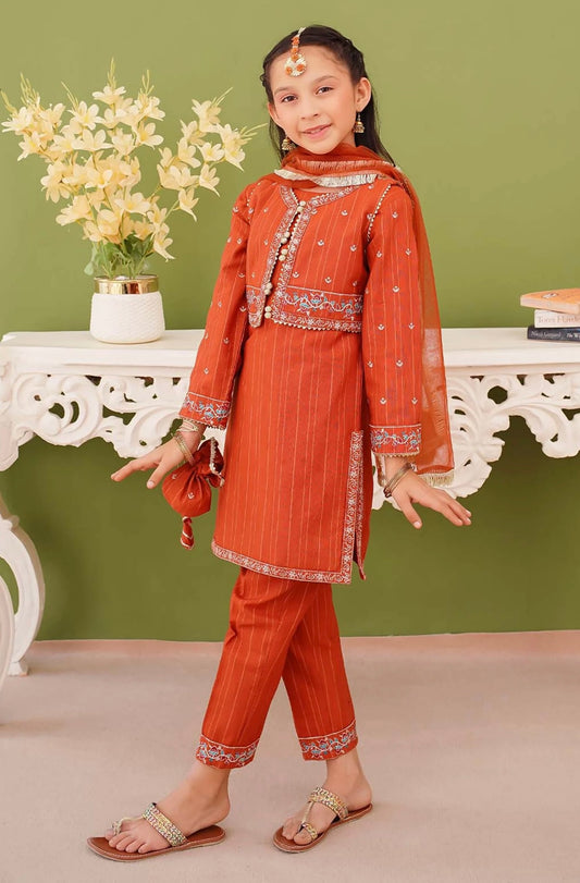 Embroidered Khaddar Stitched 3 Piece Suit