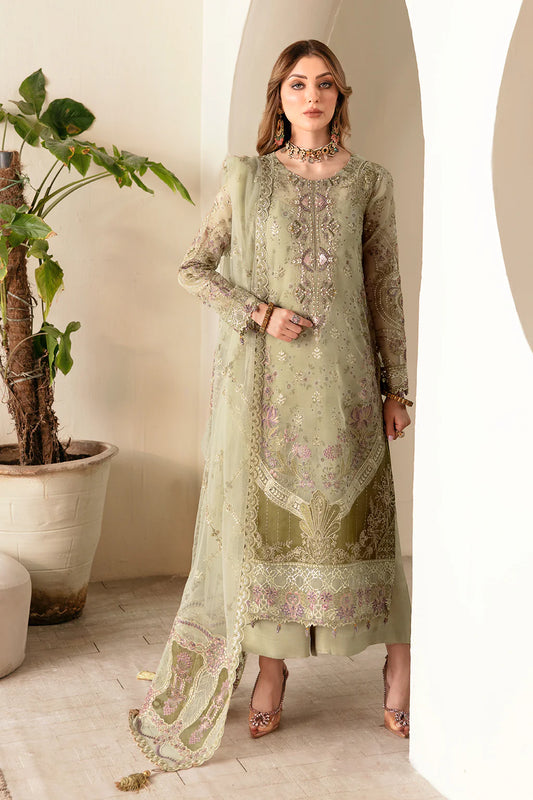 E-102 | Embroidered Organza Suit with Dupatta