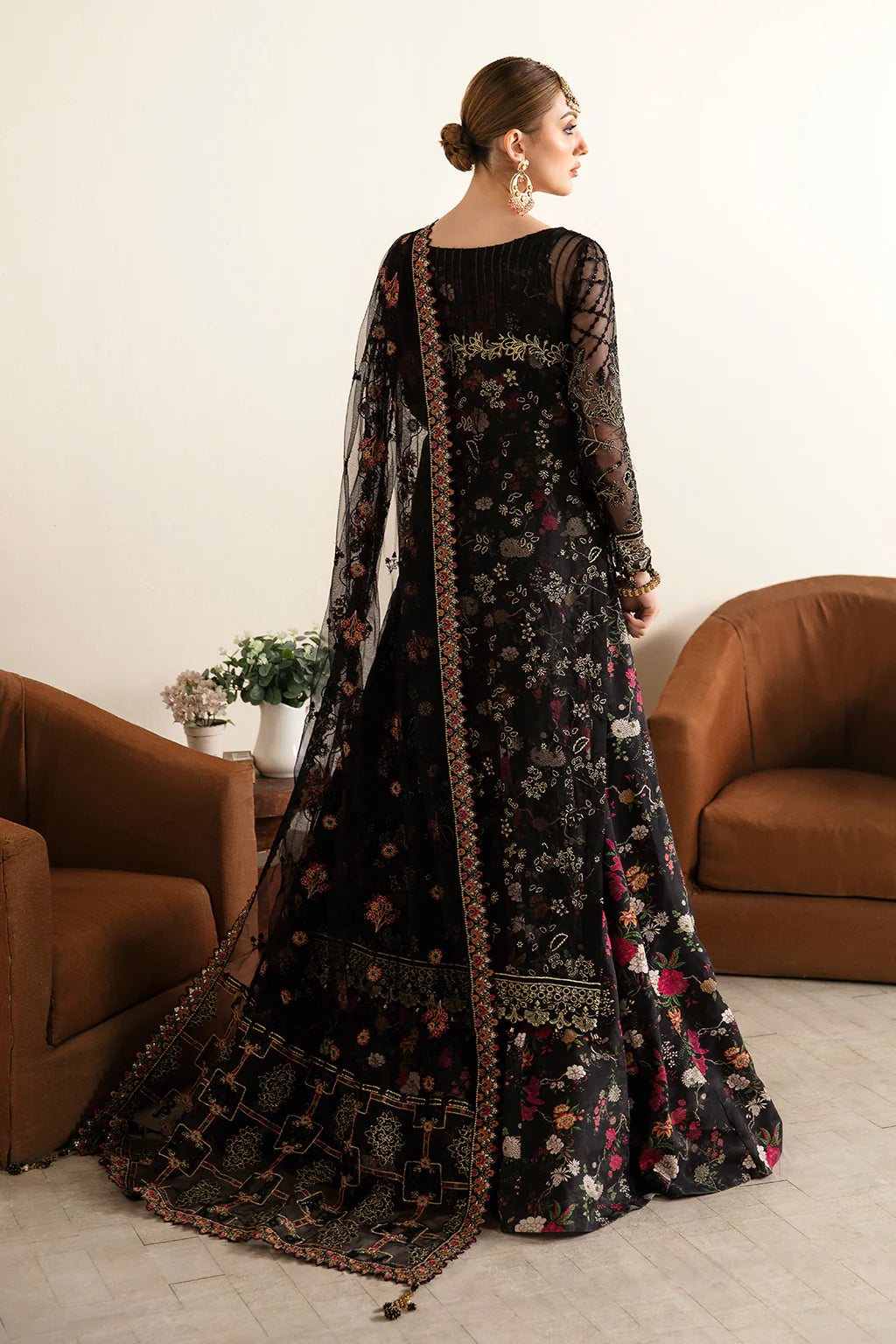 dresses with organza dupatta Mesmerizing Navy Blue Gown With Organza Printed Dupatta Vastra Shop
