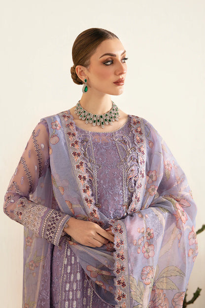 Ramsha E-107 Organza Suit with Printed Dupatta