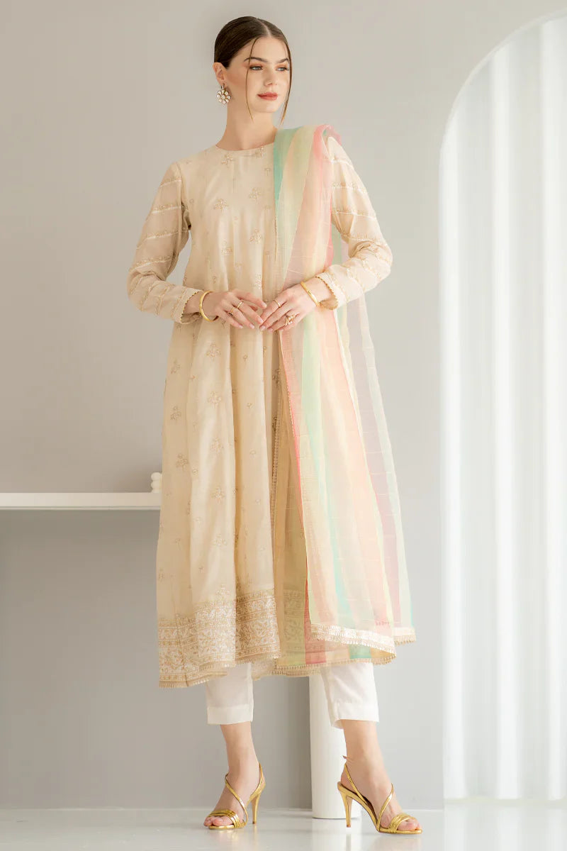 Elegant Indian flared kurta with dupatta and pants, Mahaba Studio