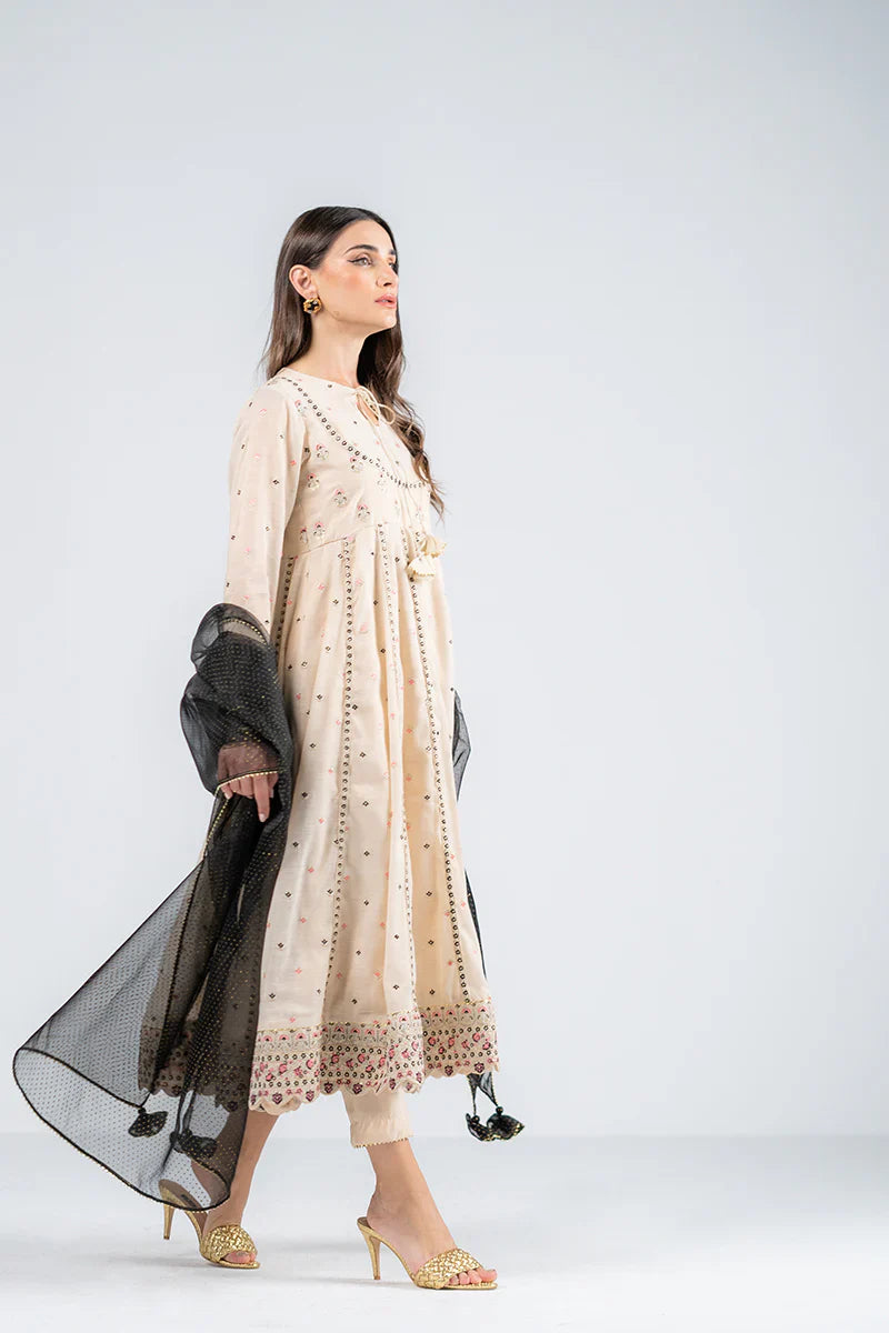 Mahaba Studio USA – embroidered fawn kurta set with dupatta