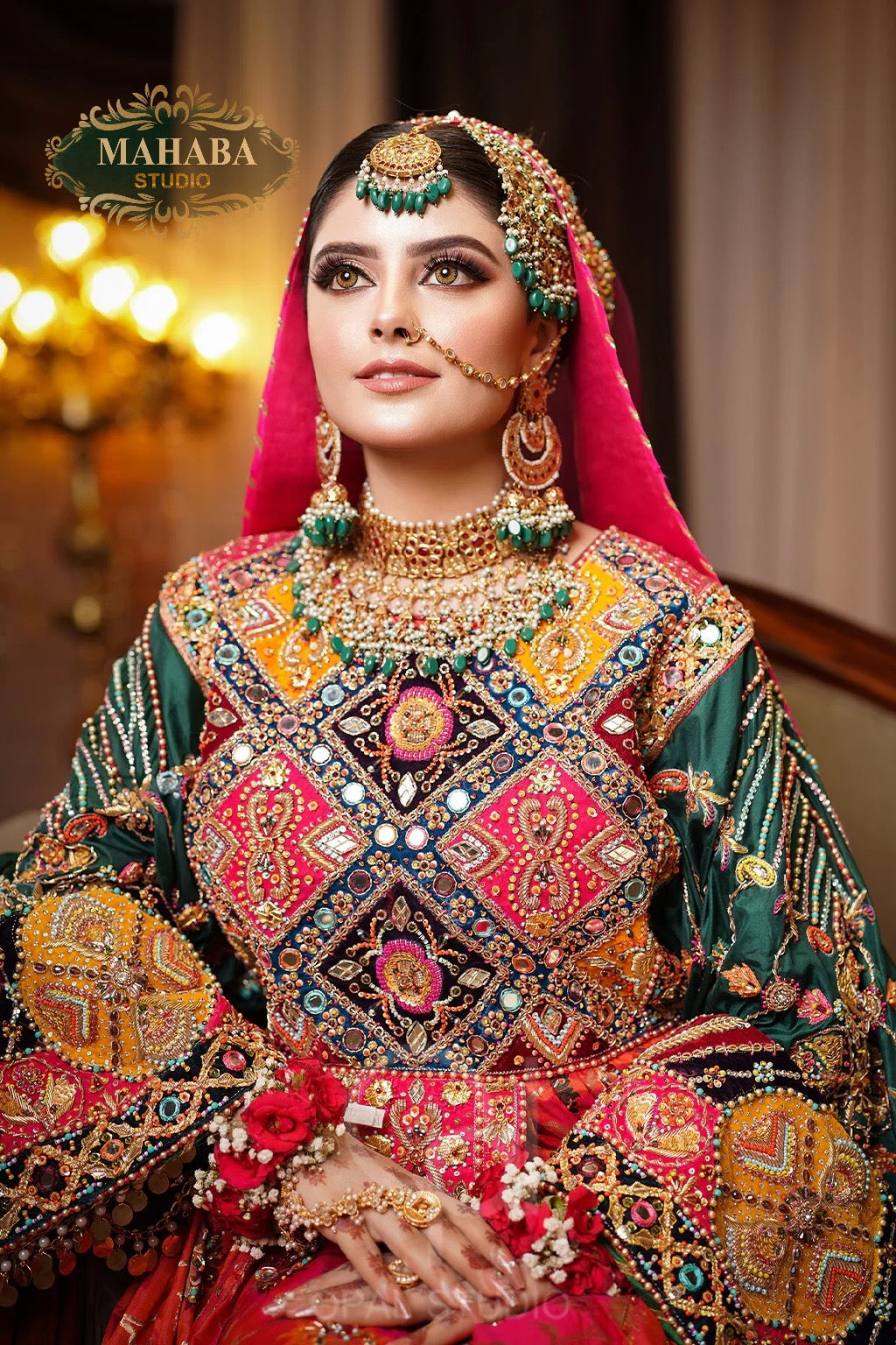 Front View of Traditional Bridal Afghani Frock