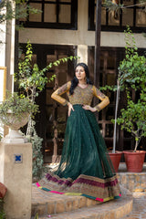 NB-5537 Green Dholki 3pc Stitched Dress