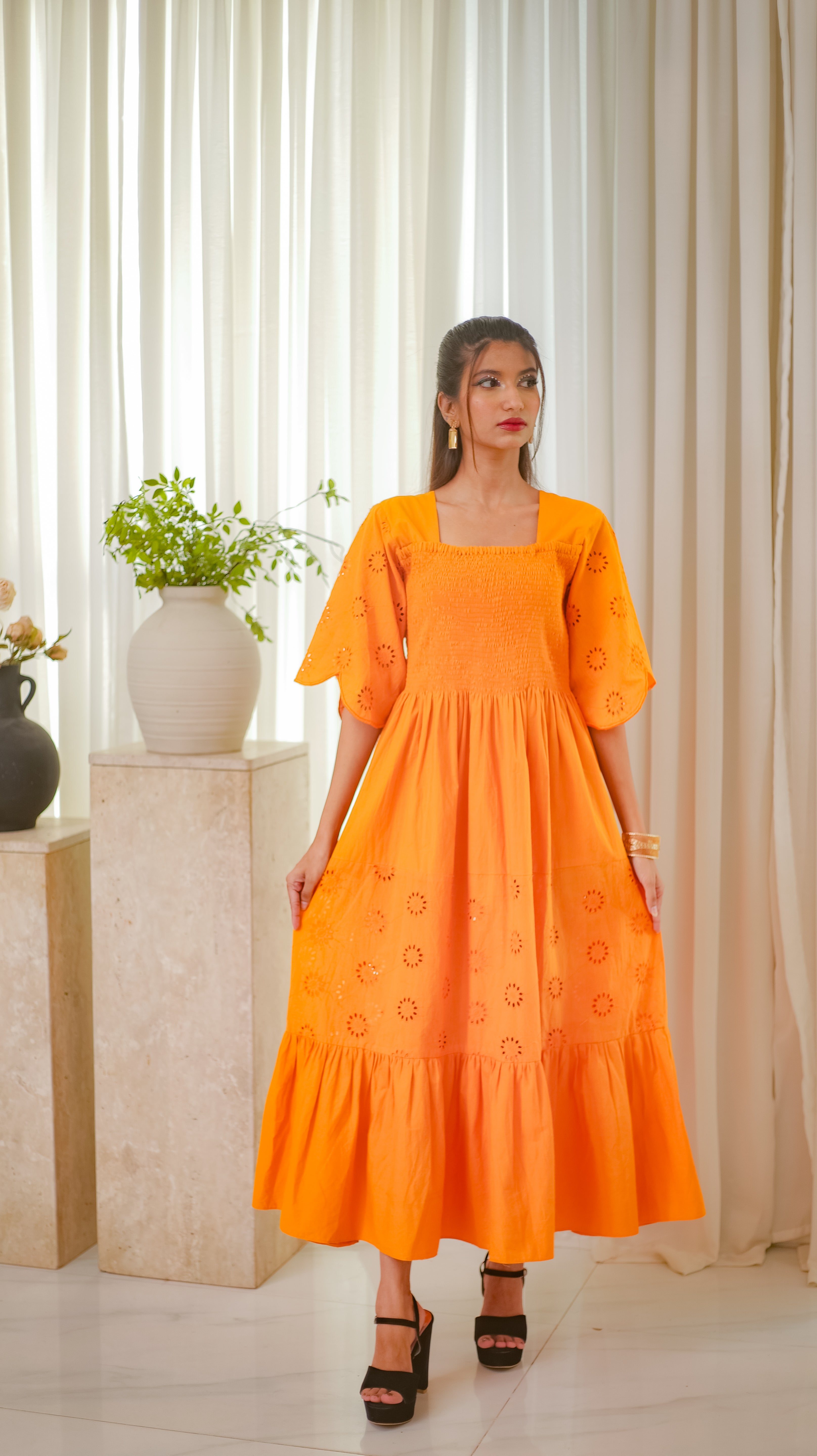 MSP 303 - Yellow Cotton Chicken Kaari Frock