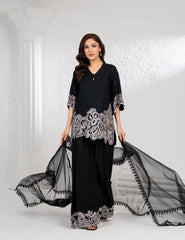 NF-6744 Black White Cotton Stitched 2PC Suit