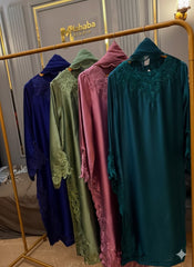 Short Silk Long Shirt with Cutwork Details & Chiffon Dupatta – 3 Piece Set