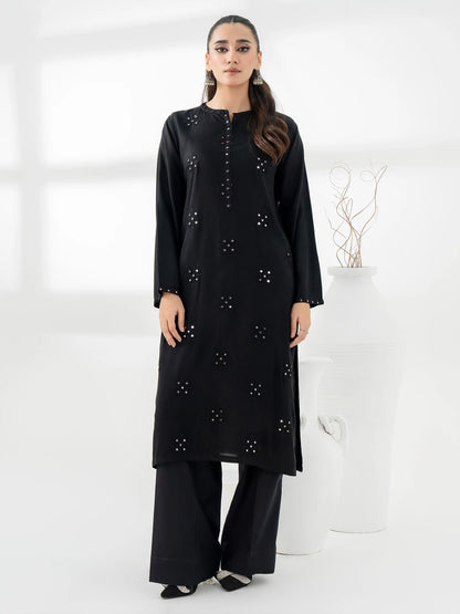 Embroidered Black Linen Shirt