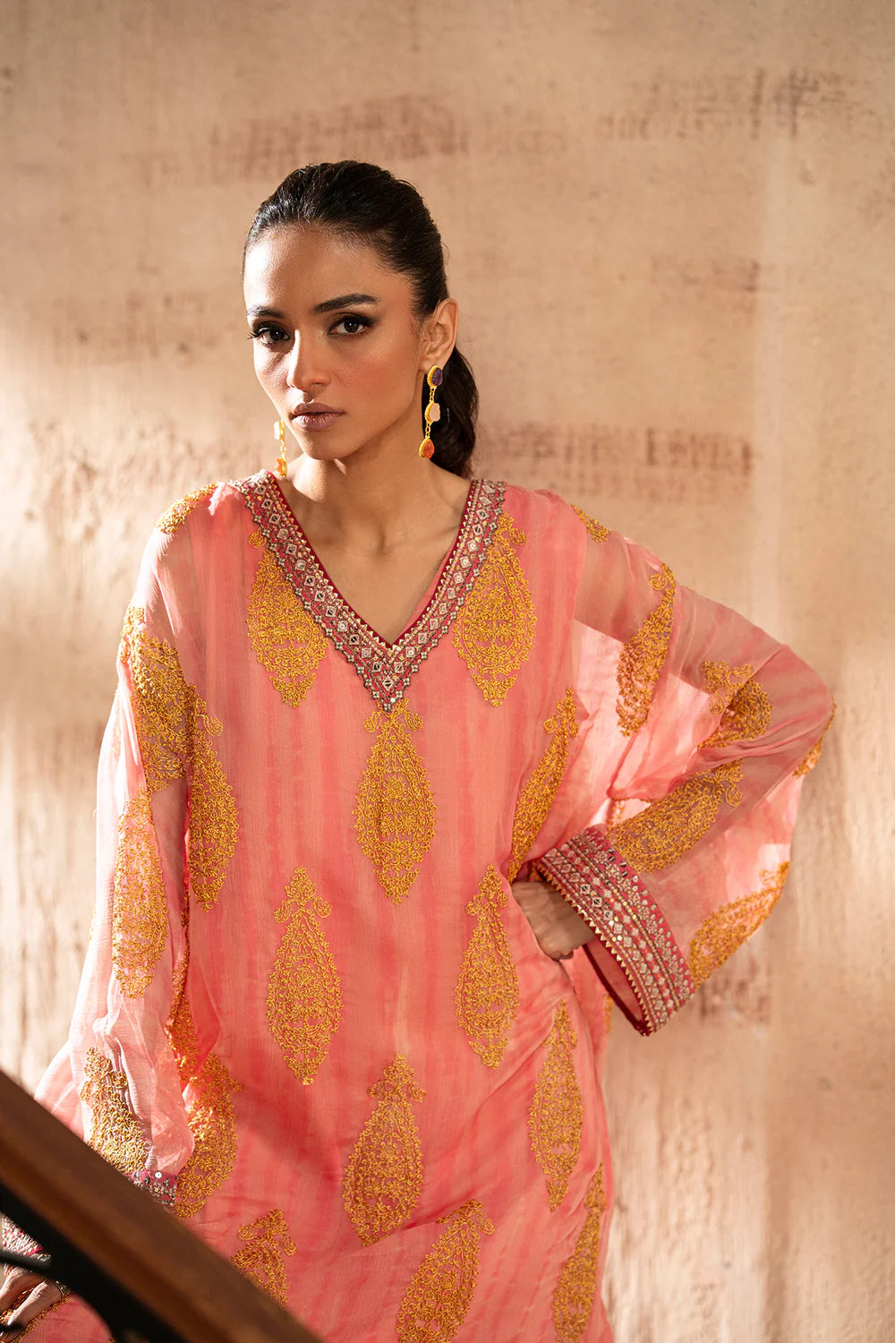 Embroidered 2-Piece Suit – Baby Coral
