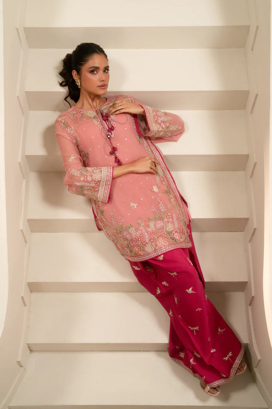 Embroidered 4-Piece Suit – Blush Coral