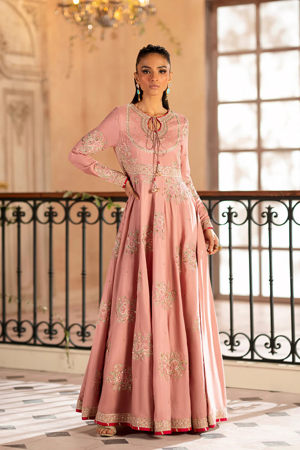 Embroidered Pishwas – Blush Coral