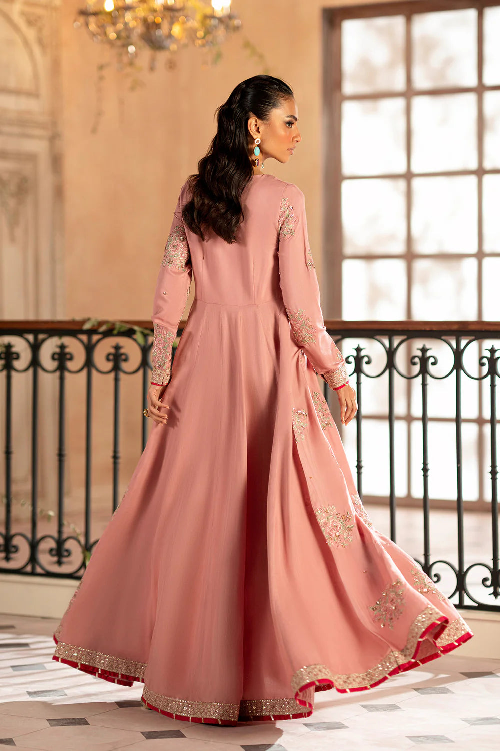 Embroidered Pishwas – Blush Coral