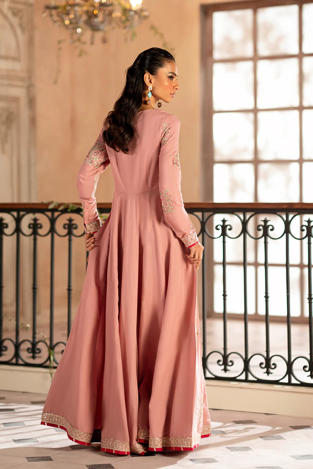 Embroidered Pishwas – Blush Coral