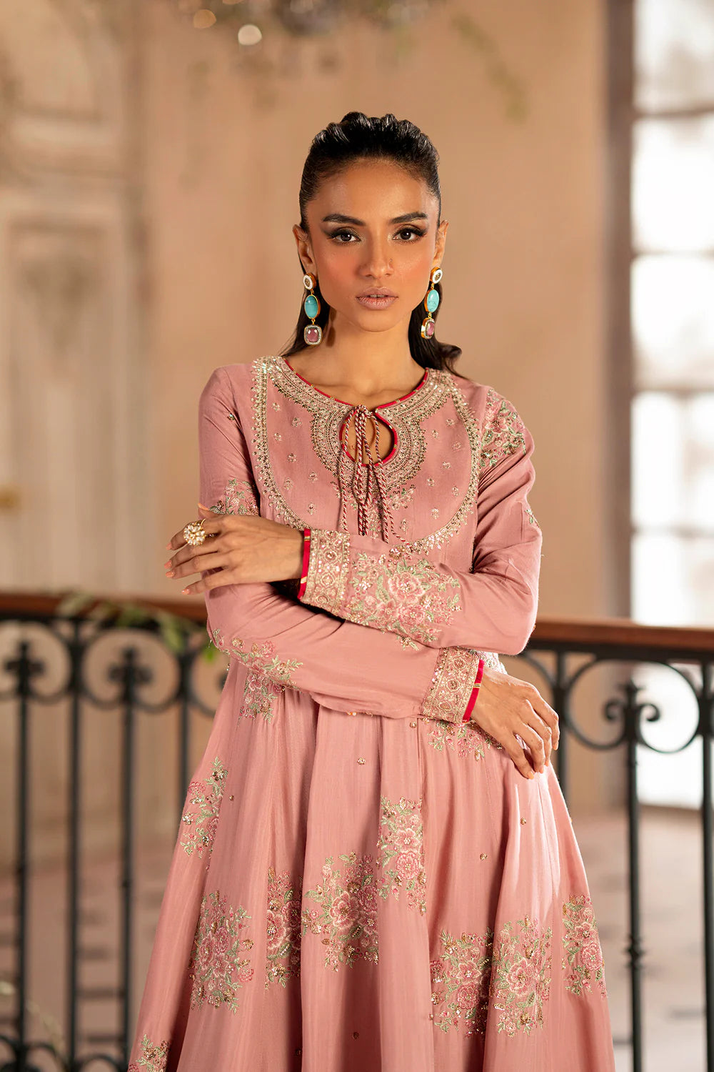Embroidered Pishwas – Blush Coral