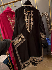 Embroidered China Silk 3-Piece Suite - Elegant Long-Line Silhouette
