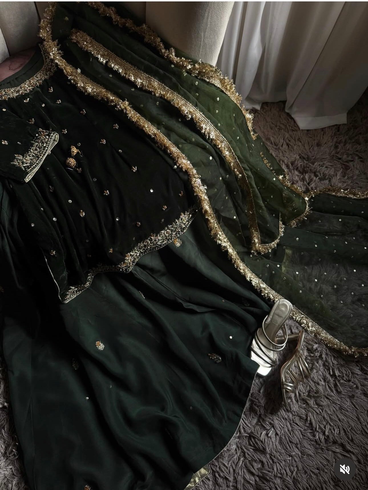 3-Piece Plush Velvet & Silk Lehnga Set