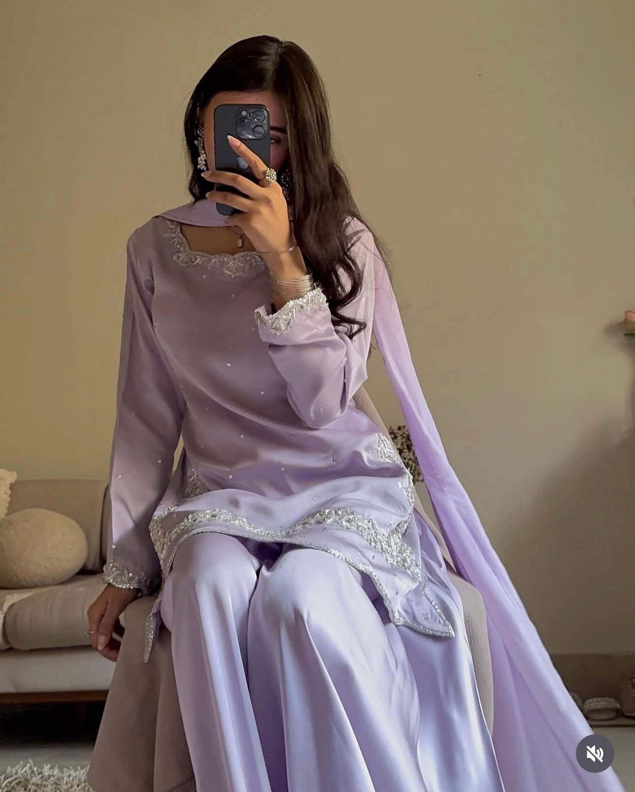 Lilac Luxe Silk Hand-Embroidered 3-Piece Set