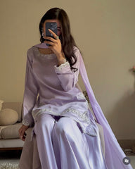 Lilac Luxe Silk Hand-Embroidered 3-Piece Set