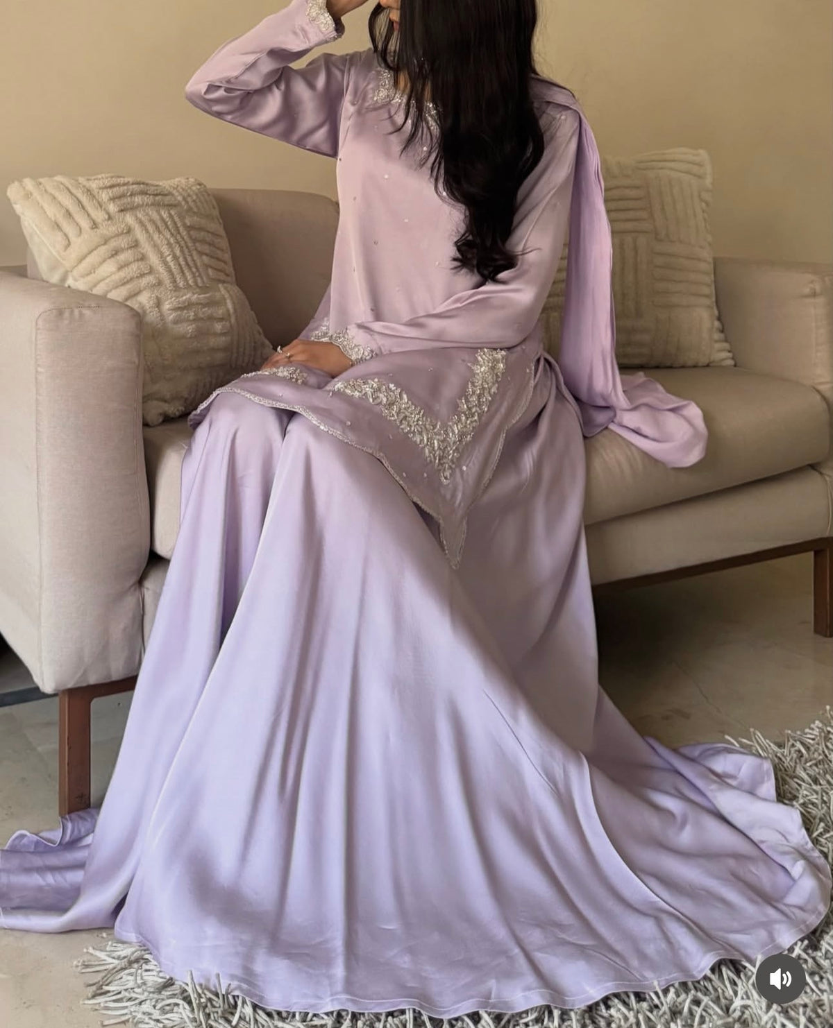 Lilac Luxe Silk Hand-Embroidered 3-Piece Set