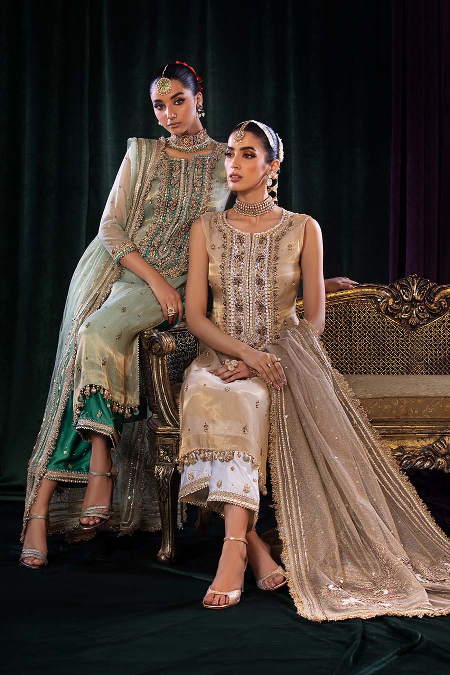 Hand Embellished Shirt with Dupatta & Trouser | Mahaba Studio USA