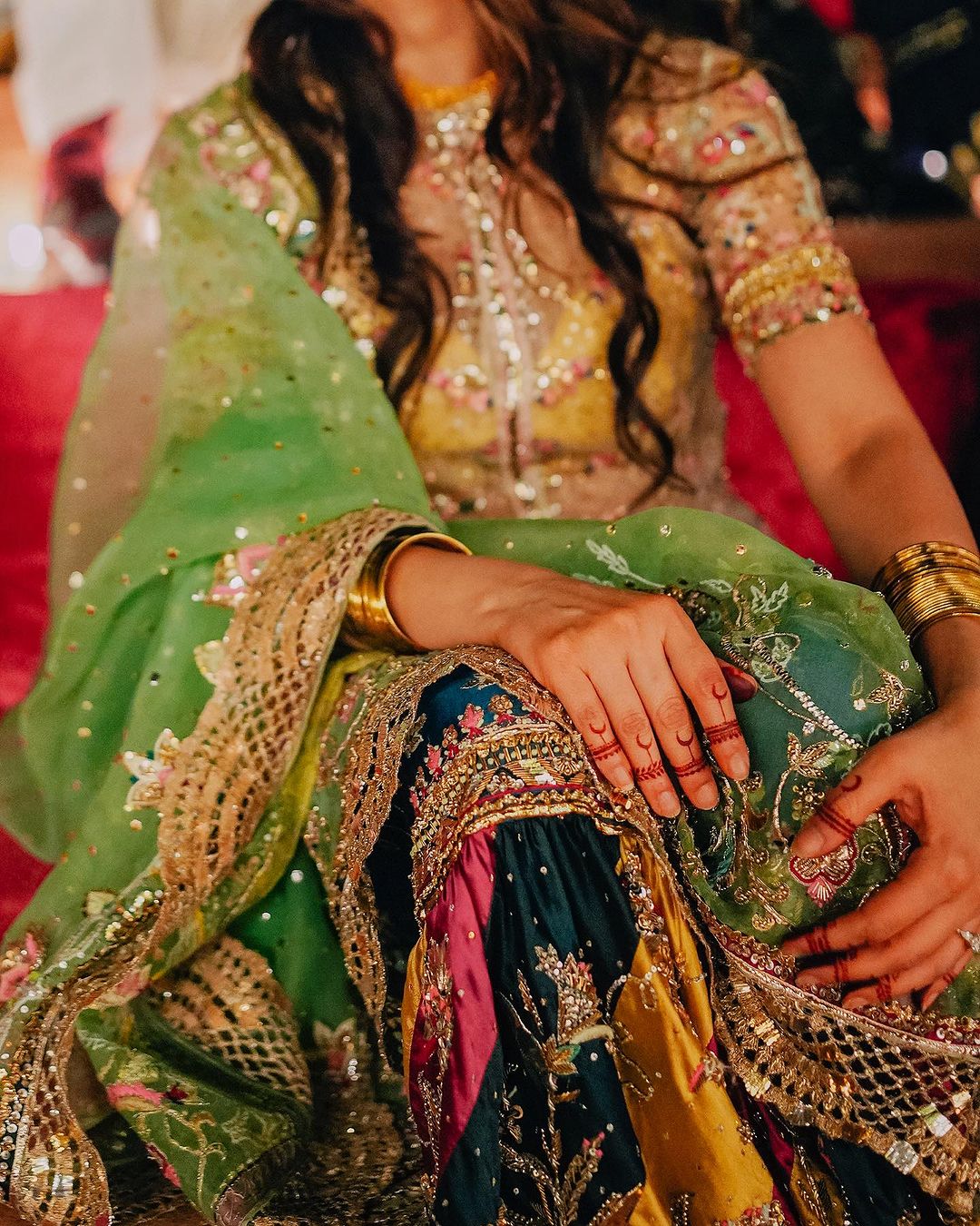 Traditional chatta patti bridal gharara set with hand-embroidered choli and dupatta