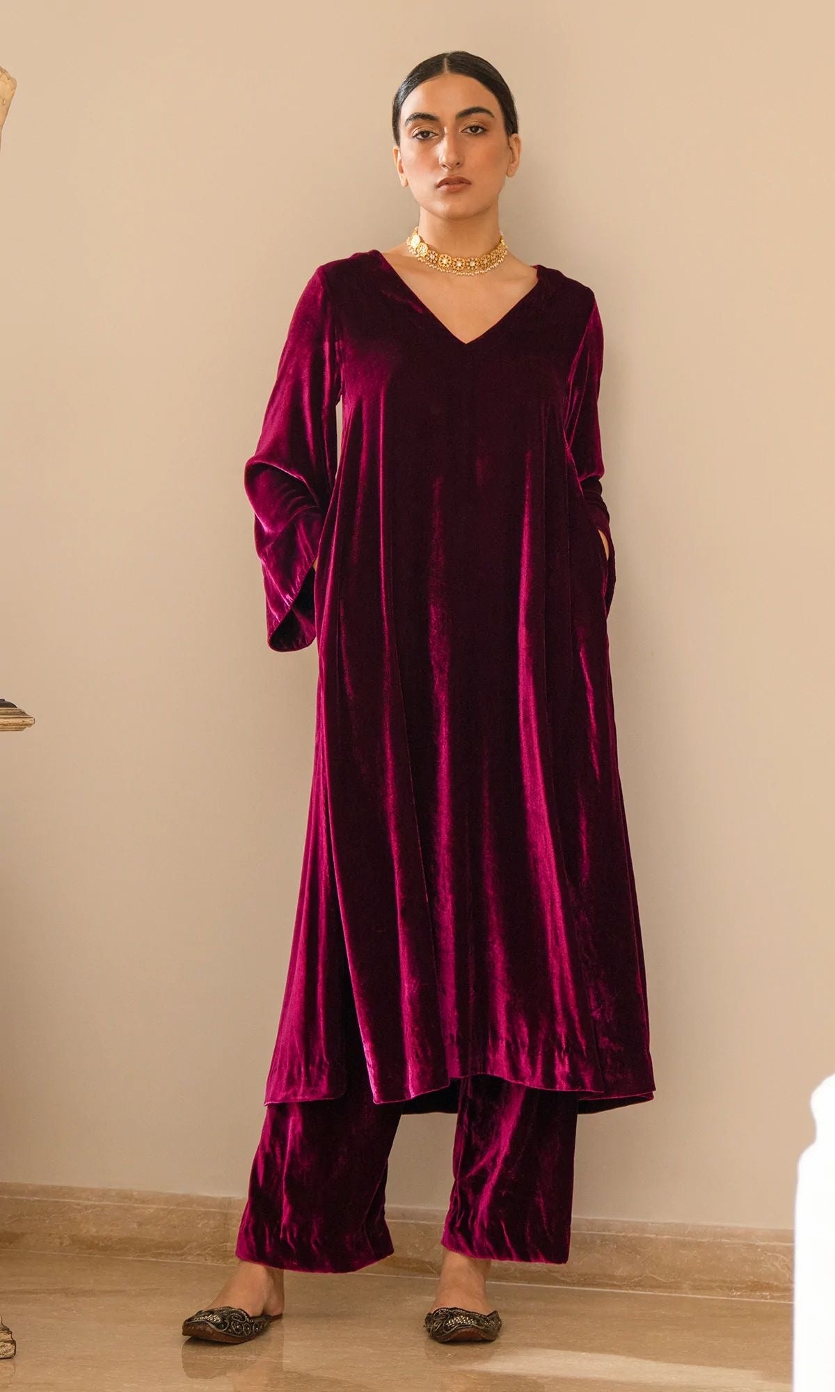 Plain Velvet Dress