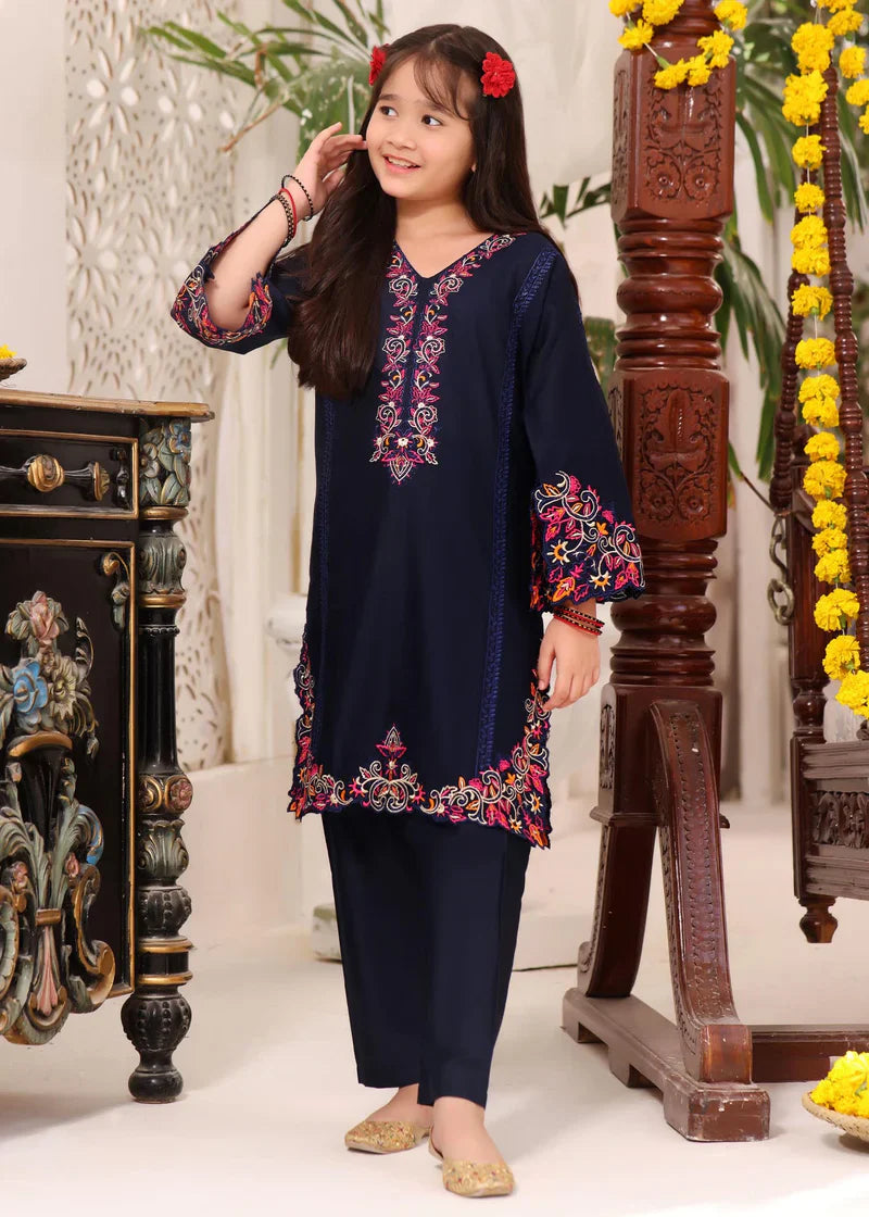 Nova girls kurta set in blue with cotton lawn fabric