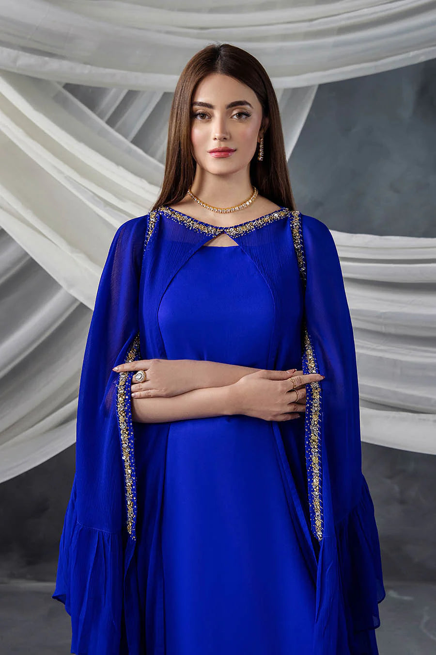 P-302 - Long Shirt with Chiffon Upper