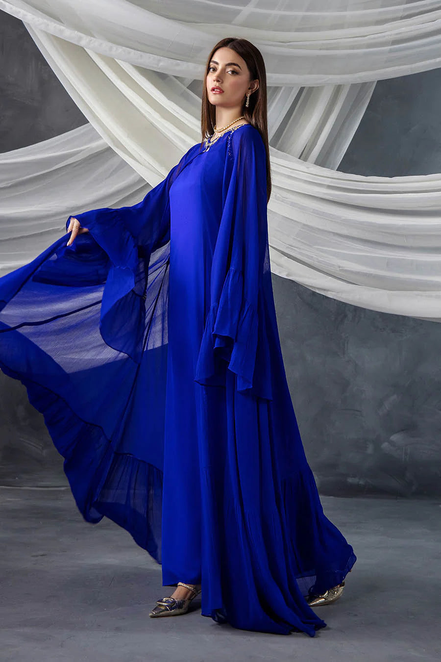 P-302 - Long Shirt with Chiffon Upper