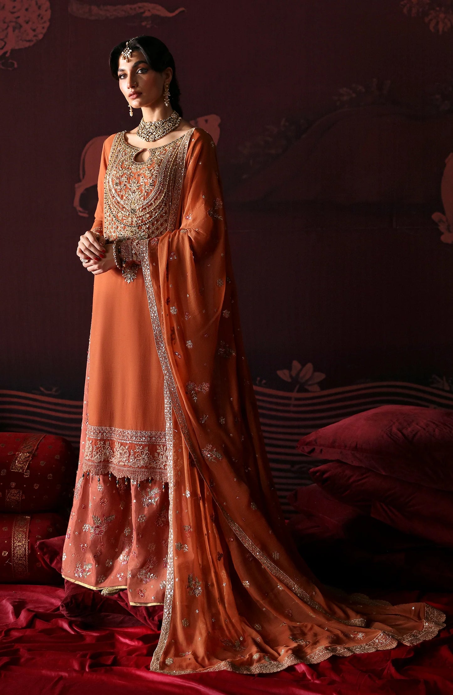 EA-Leela 3PC stitched chiffon suit front view