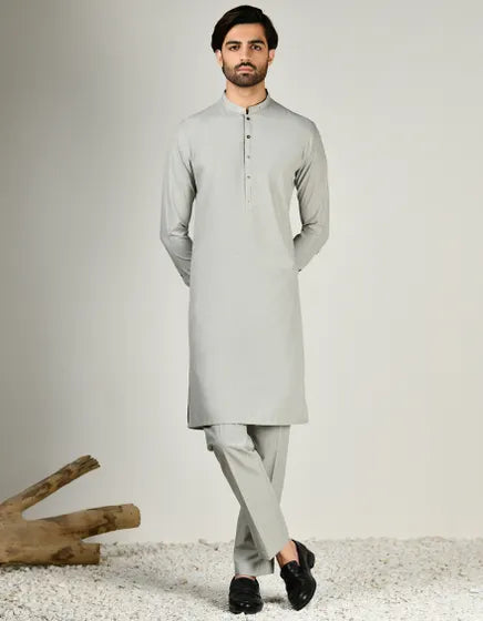 LIGHT GREY POLYESTER KAMEEZ SHALWAR j.