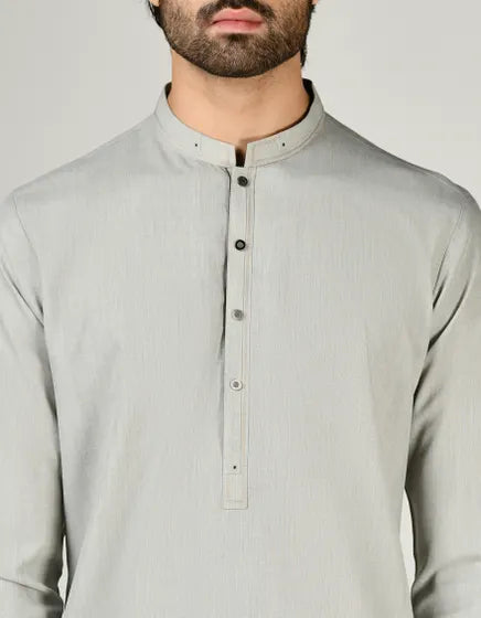 LIGHT GREY POLYESTER KAMEEZ SHALWAR by junaid jamshed