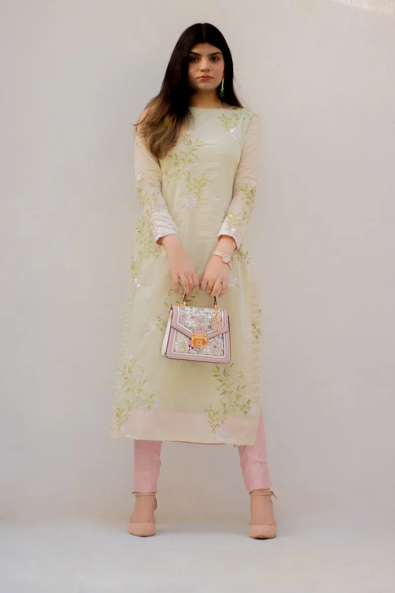 MSP-002-Aafreen | Mint Green With Pink Dupatta