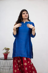 MSP-009-Velora | Blue Seesha Silk With Red Shalwar