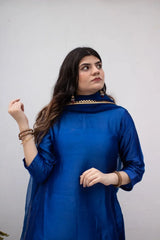 MSP-009-Velora | Blue Seesha Silk With Red Shalwar