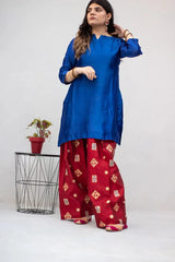 MSP-009-Velora | Blue Seesha Silk With Red Shalwar