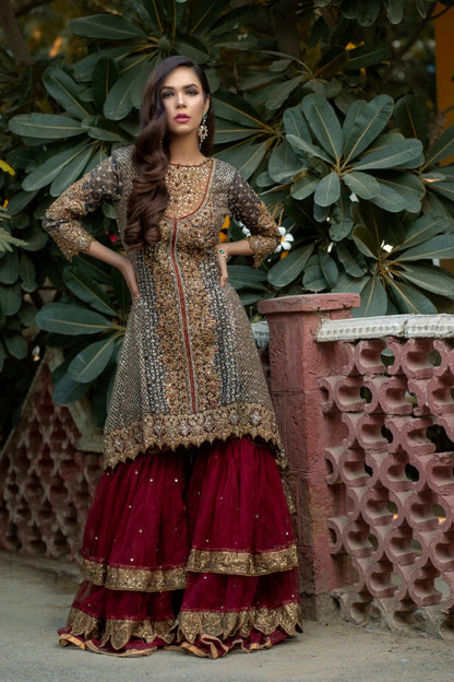 NB-2794 Blue Embroidered Maisori | Stitched Dress