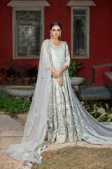NB-2977 Silver Embroidered Maisori Maxi 3pc Stitched