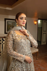 NB-5023 Silver Maisori Handworked Stitched Dress