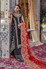 full view of Hand Embroidered Shirt with Dupatta and Sharara Lehenga