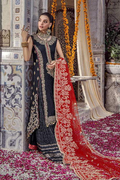 P-252 Hand Embroidered Shirt with Dupatta and Sharara Lehenga