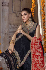 closeup detailed view of Hand Embroidered Shirt with Dupatta and Sharara Lehenga