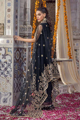 back view of Hand Embroidered Shirt with Dupatta and Sharara Lehenga