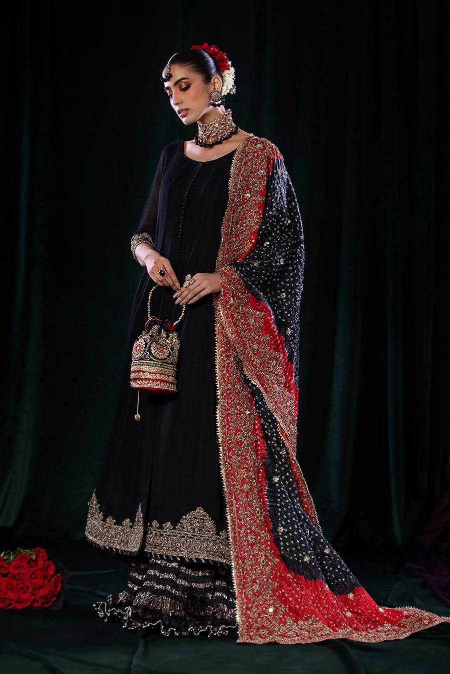 Hand Embroidered Sharara Suit with Dupatta | Khuda Baksh USA