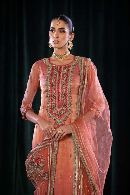 Focus on Dabka embroidery on shirt’s neckline